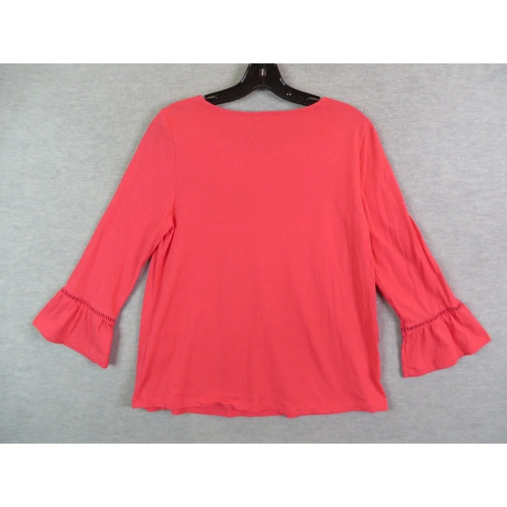Boden Womens Shirt 8 Pink Knit Pullover Peasant Bellsleeve Boho Crochet Festival
